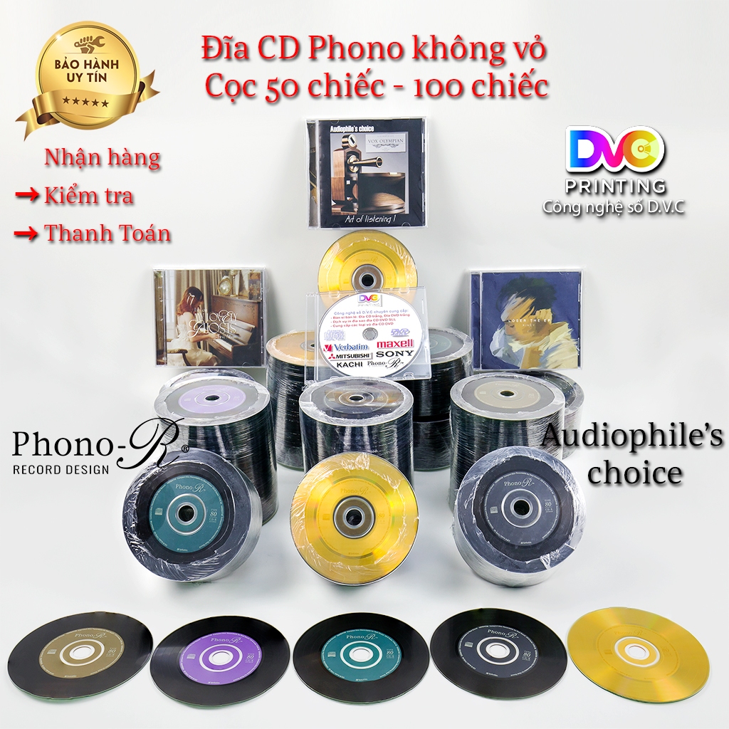 Đĩa CD trắng, đĩa CD-R Verbatim Phono Audio, đĩa được đóng gói theo cọc ...