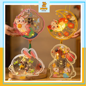 Lồng Đèn Con Thỏ Lồng Đèn Trung Thu Phát Sáng Trong Suốt Lồng Đèn Cho Bé Lễ Hội Đèn Lồng DIY - Đồ Chơi PUPU HOUSE