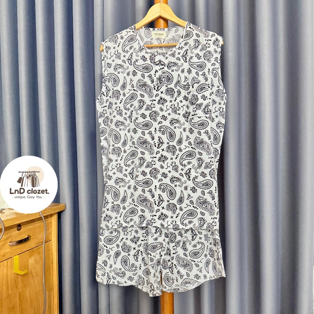(Size lớn) Bộ Nam mặc nhà - Bộ sát nách quần đùi chất liệu tole loại 1 mềm mát - LnD Closet