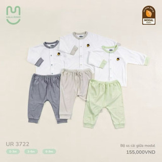 Bộ dài tay cho bé sơ sinh Ualarogo 0-9 tháng cúc giữa vải Modal thấm hút 3722