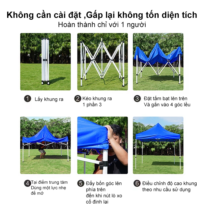 WTHB Outdoor Nhà Bạt Di Động Gấp Gọn Che Nắng Mưa Ngoài Trời, Khung Thép Sơn Tĩnh Điện