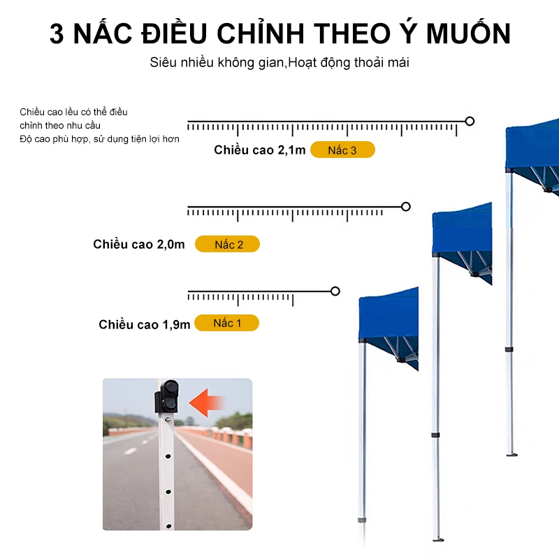 WTHB Outdoor Nhà Bạt Di Động Gấp Gọn Che Nắng Mưa Ngoài Trời, Khung Thép Sơn Tĩnh Điện