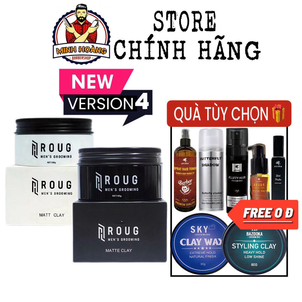 [MUA 1 TẶNG 2] Sáp vuốt tóc Roug V4 Matt clay, Roug Matte clay, sáp ...