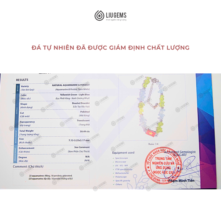 Vòng Tay Đá Thô Tự Nhiên Liugems Handmade Mix Charm Lá Cờ Tổ Quốc Thép Không Gỉ Cao Cấp VTDT08