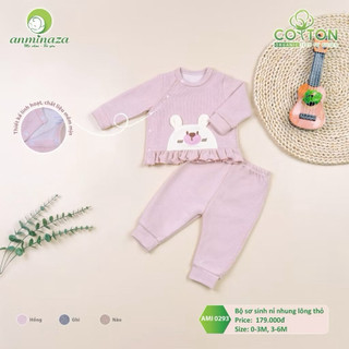 Bộ ,body nỉ nhung cho bé Anminaza vải lông thỏ mềm mịn,ấm áp - Hàng Chính Hãng AMI0289