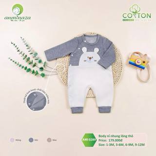 Bộ ,body nỉ nhung cho bé Anminaza vải lông thỏ mềm mịn,ấm áp - Hàng Chính Hãng AMI0289