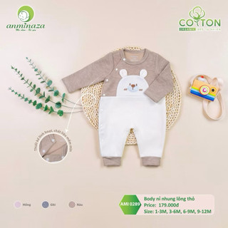 Bộ ,body nỉ nhung cho bé Anminaza vải lông thỏ mềm mịn,ấm áp - Hàng Chính Hãng AMI0289