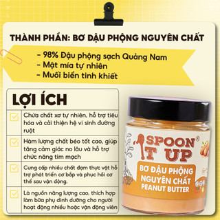 Bơ Đậu Phộng Nguyên Chất Spoon It Up – Không Đường Không Dầu – Thuần Chay Eat Clean Gym
