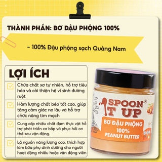 Bơ Đậu Phộng 100% Spoon It Up – Không Đường Không Dầu – Thuần Chay Eat Clean Gym