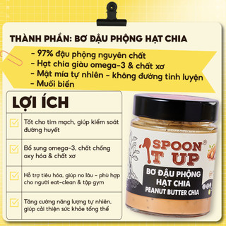 Bơ Đậu Phộng Hạt Chia Spoon It Up – Không Đường Tinh Luyện – Giàu Omega-3 Eat Clean Gym