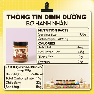 Combo 3 Hũ Bơ Tự Chọn Spoon It Up – Bơ Hạt Dẻ/Hạnh Nhân/Đậu Phộng – Không Đường, Không Dầu
