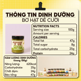 Combo 3 Hũ Bơ Tự Chọn Spoon It Up – Bơ Hạt Dẻ/Hạnh Nhân/Đậu Phộng – Không Đường, Không Dầu