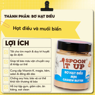 Bơ Hạt Điều Spoon It Up - Ăn Kiêng Thuần Chay Không Đường, Phù Hợp Eat Clean Gym