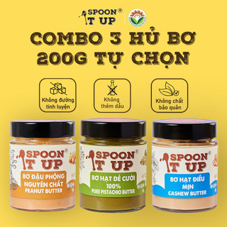 Combo 3 Hũ Bơ Tự Chọn Spoon It Up – Bơ Hạt Dẻ/Hạnh Nhân/Đậu Phộng – Không Đường, Không Dầu