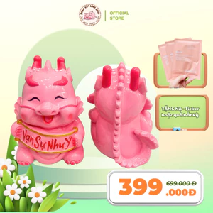 Heo đất hình Bé rồng dễ thương size lớn 25x30cm màu hồng [hoả tốc]