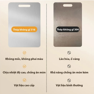 SUBOGDG Thớt INOX 316 diệt khuẩn thời thượng -  lau chùi và vệ sinh Dễ Dàng, Rã Đông Nhanh,Phù hợp cho nhà bếp