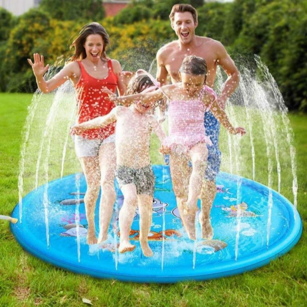 [Giảm giá] 170cm phun nước phao mat bể bơi phun nước mat, em bé bơi phao, trẻ em xách tay chống trượt dày phun nước trò