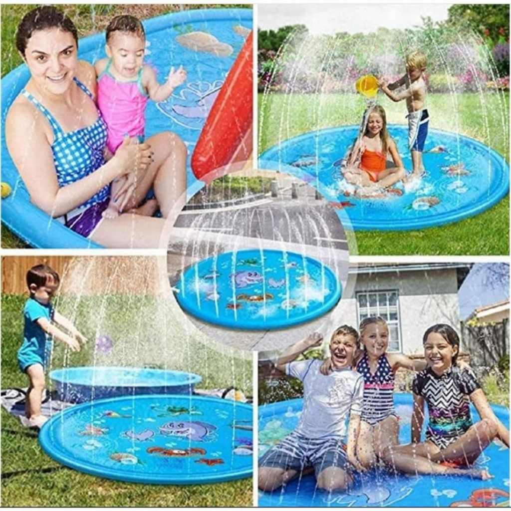 [Giảm giá] 170cm phun nước phao mat bể bơi phun nước mat, em bé bơi phao, trẻ em xách tay chống trượt dày phun nước trò