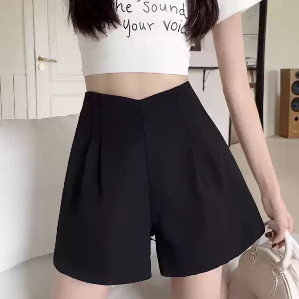 Quần Đùi Xếp Ly Bigsize Nữ Dáng Chữ A Lưng Cao Thun Co Giãn – Che Khuyết Điểm Tôn Dáng Q26