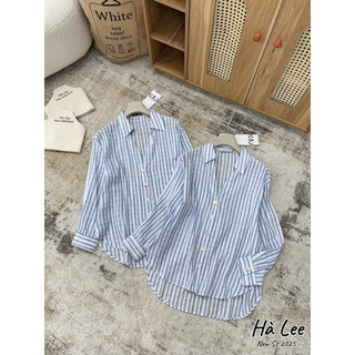 Áo sơ mi thô ZR kẻ sọc xanh cổ đức