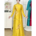 Áo dài Y Liên - Áo dài cho mẹ sui lụa ruby thêu tinh tế, điểm đá 7 màu cổ đính thủ công cao cấp, cổ cao 2,5p tà A — ảnh 6