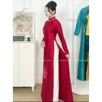 Áo dài Y Liên - Áo dài cho mẹ sui lụa ruby thêu tinh tế, điểm đá 7 màu cổ đính thủ công cao cấp, cổ cao 2,5p tà A — ảnh 8