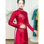Áo dài Y Liên - Áo dài cho mẹ sui lụa ruby thêu tinh tế, điểm đá 7 màu cổ đính thủ công cao cấp, cổ cao 2,5p tà A — ảnh 5