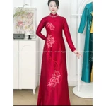 Áo dài Y Liên - Áo dài cho mẹ sui lụa ruby thêu tinh tế, điểm đá 7 màu cổ đính thủ công cao cấp, cổ cao 2,5p tà A — ảnh 4