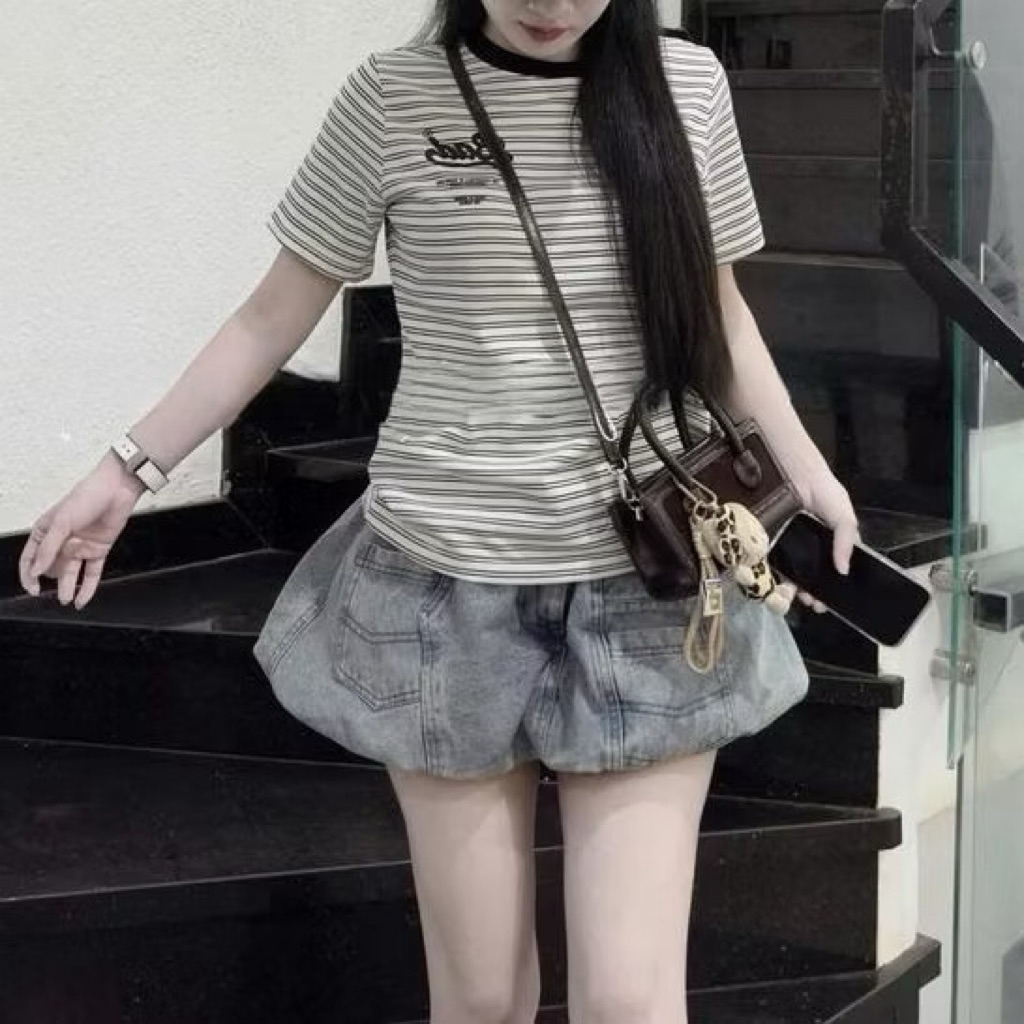 Chân váy bí dáng phồng denim siêu hot