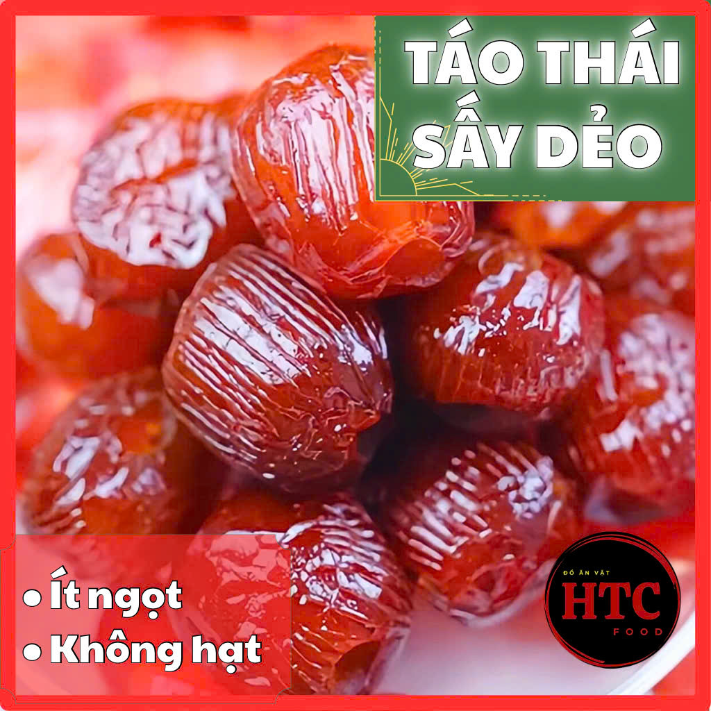 Mứt táo sấy dẻo Thái Lan không hạt loại 1, dẻo mềm, ít ngọt cực ngon, mứt trái cây sấy dẻo, HTC Food