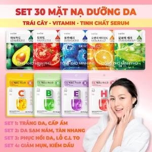 Mặt Nạ Giấy Dưỡng Da Cao Cấp Mask Đắp Mặt Trắng Da, Cấp Ẩm, Giảm Mụn Từ Trái Cây, Vitamin, Tinh Chất Serum