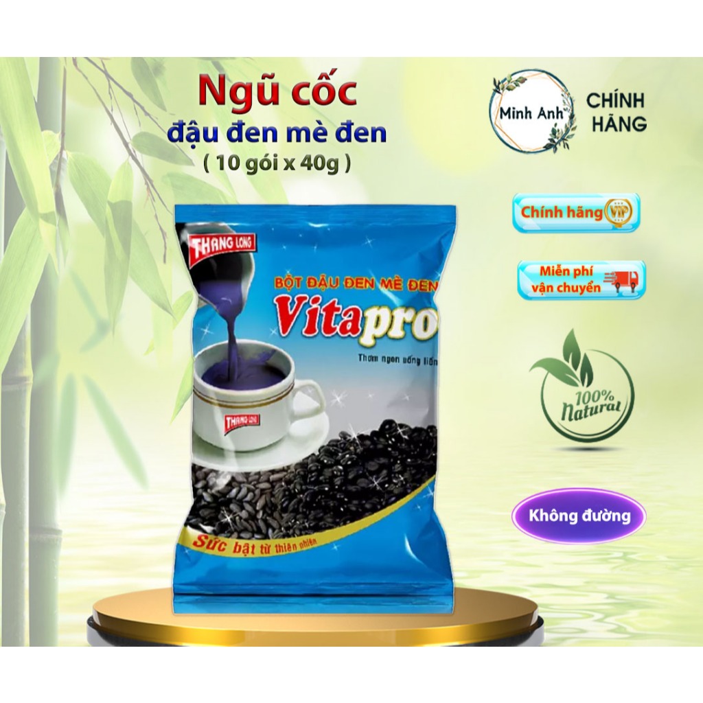 [ Hỏa tốc ] COMBO 2 BỊCH - BỘT ĐẬU ĐEN MÈ ĐEN ( không đường ) 400g – VITAPRO  - ngũ cóc (COMBO 2 BỊCH = 20 gói nhỏ)