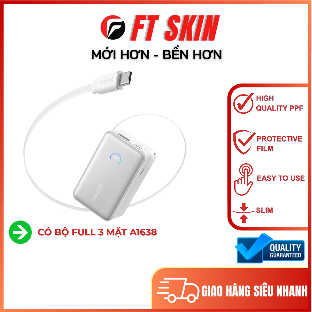 PPF bảo vệ sạc Anker A1638 45W 10000mAh, chất liệu nhập khẩu | BigBuy360 - bigbuy360.vn