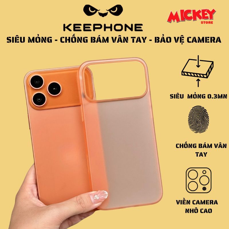Ốp Keephone nhám chống vân tay siêu mỏng cho IPhone 17Promax 16Promax 15Promax