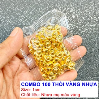 Túi 100 Thỏi vàng mini bằng nhựa mạ vàng trang trí bàn thần tài bàn làm việc tiểu cảnh