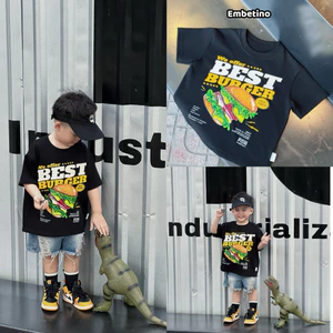ÁO THUN ĐEN BURGER From Rộng Boxy 100% Cotton 2 Chiều dày dặn