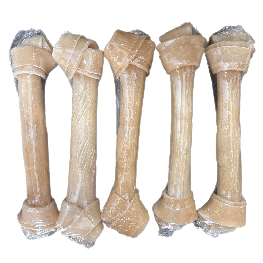 Snack Xương Gặm cho chó - 100% Da Bò Nâu Tự Nhiên - [Size 5-25cm]