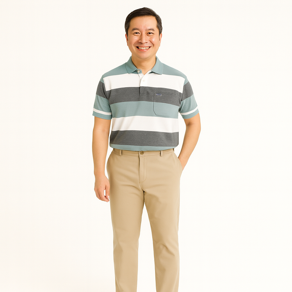 Áo Thun Nam, Áo Thun Trung Niên Form Polo Ba Sọc Cotton Thoáng Mát Thanh Lịch Sang Trọng Quý Phái