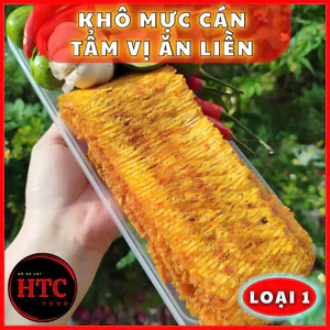 Khô mực cán tẩm gia vị loại 1, hải sản mực khô cán tẩm vị ăn liền, 250g/500g, đồ ăn vặt HTC Food