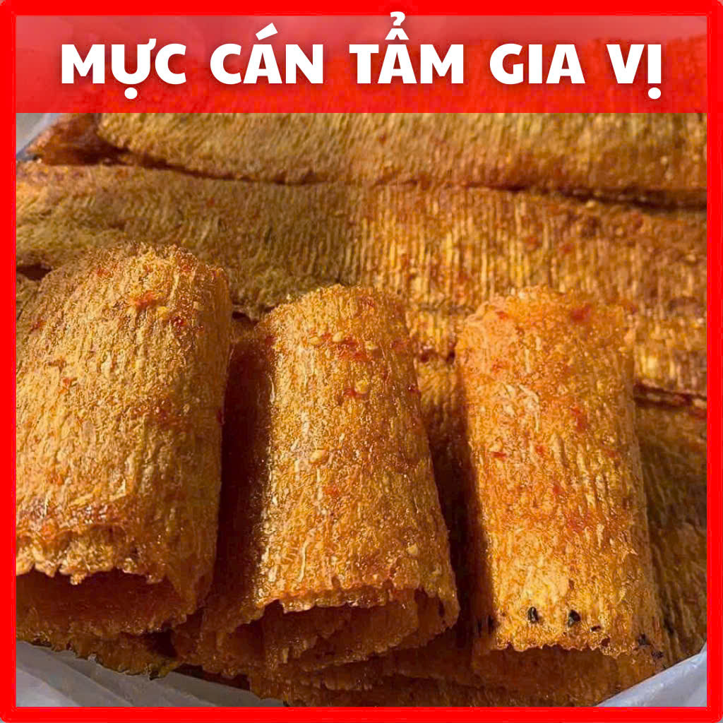 Khô mực cán tẩm gia vị loại 1, hải sản mực khô cán tẩm vị ăn liền, 250g/500g, đồ ăn vặt HTC Food