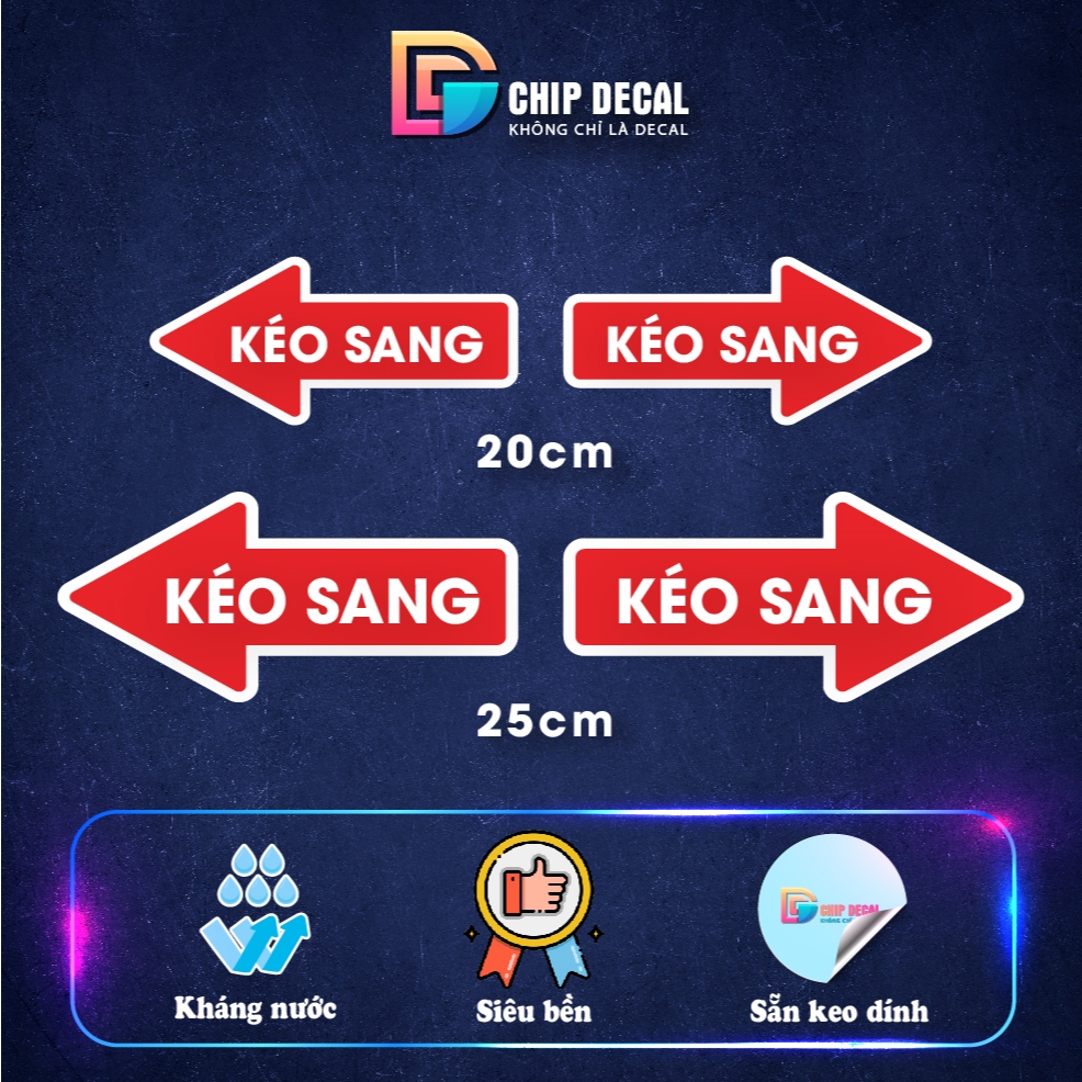 Decal Dán Cửa Kính Kéo Sang - Decal Mũi Tên Kéo Sang, Kéo Qua - Sticker ...