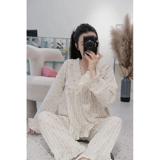 Bộ Mặc Nhà Cổ V Bèo ( Hàng Sẵn )