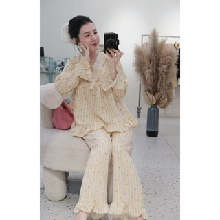 Bộ Mặc Nhà Cổ V Bèo ( Hàng Sẵn )