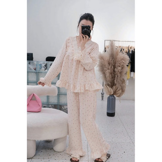 Bộ Mặc Nhà Cổ V Bèo ( Hàng Sẵn )