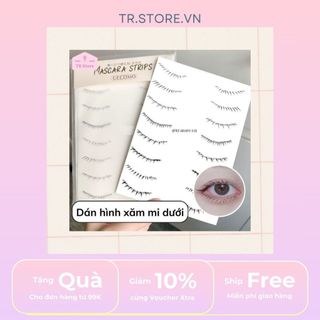 Bộ 8 cặp xăm giả mi dưới lười mascara strips Gecomo kháng nước một lần dùng G2093 G2095