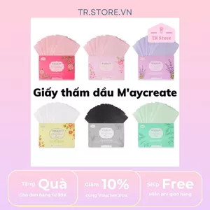 Giấy Thấm Dầu Maycreate Gói 100 Tờ - Chất Liệu Giấy Lanh Tự Nhiên, Mềm Mại, Giữ Lớp Make Up Lâu Trôi