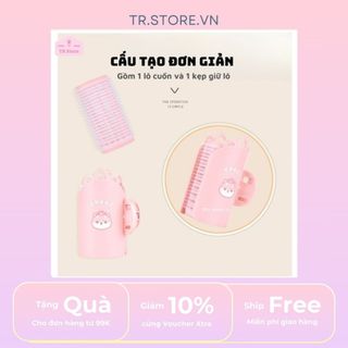 Lô cuốn tóc có kèm kẹp lô tự dính hình Shiba Malian túi 3 lô cuốn