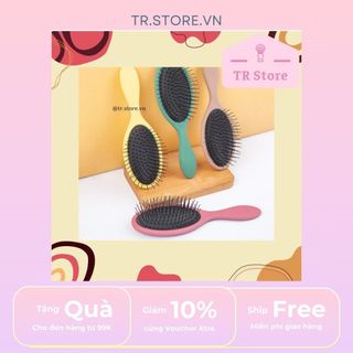 Lược paddle brush gỡ rối giảm rụng tóc massage da đầu dạng tròn