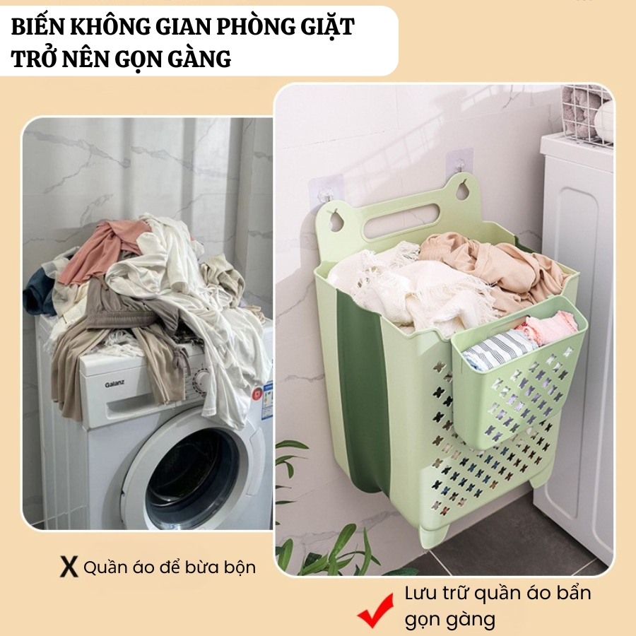 Giỏ Đựng Quần Áo Treo Tường Gấp Gọn ENODA HOME, Giỏ Đựng Quần Áo Bẩn 3 Kích Thước Cho Cá Nhân Và Gia Đình Q050