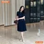 Đầm thiết kế BEMINE cổ đức đính cúc dáng chữ A tùng váy đuôi cá xếp ly phù hợp đi làm, đi tiệc-MT10084